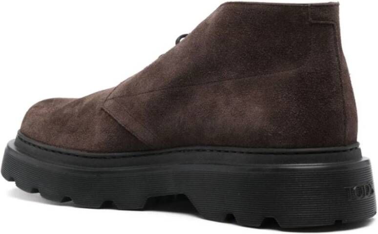 TOD'S Bruine Suède Veterschoenen Brown Heren