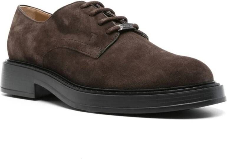 TOD'S Bruine Suède Veterschoenen Brown Heren