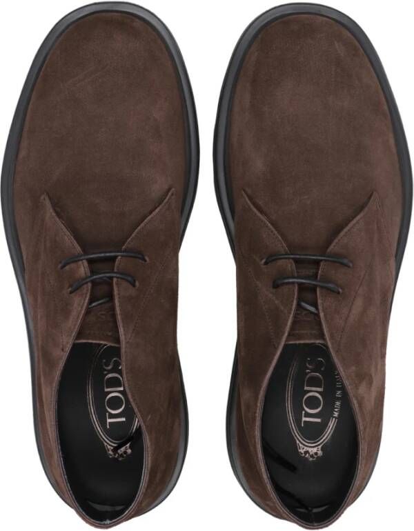 TOD'S Bruine Suède Veterschoenen Italië Brown Heren