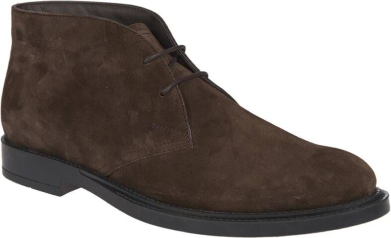 TOD'S Bruine Veterschoenen Enkellaarsjes Brown Heren