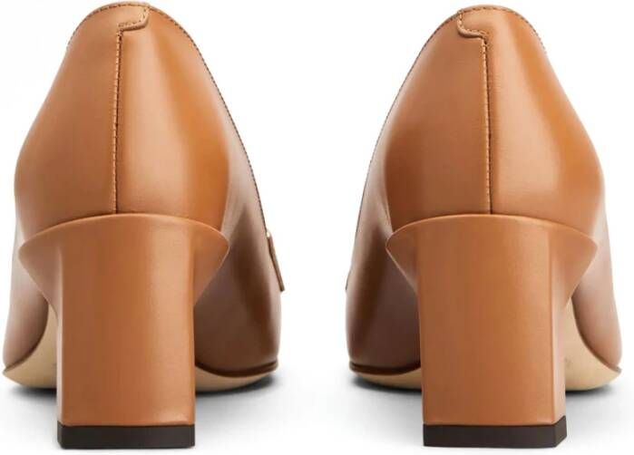 TOD'S Bruine Vierkante Neus Platte Schoenen Brown Dames