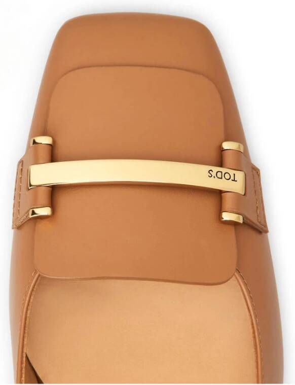 TOD'S Bruine Vierkante Neus Platte Schoenen Brown Dames