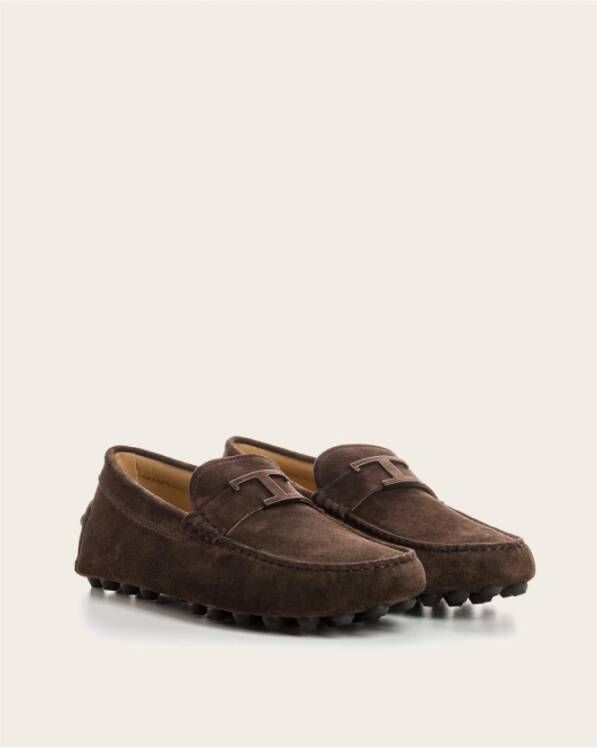 TOD'S Bubble Gommino Suède Loafers Brown Dames