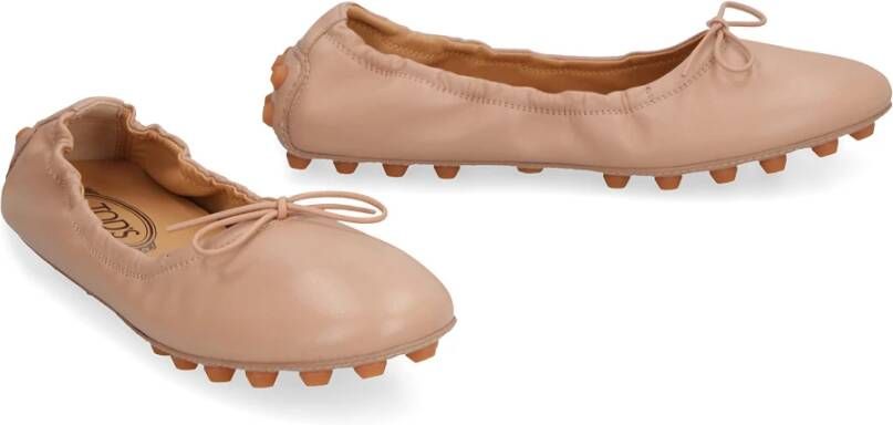 TOD'S Bubble leren ballet flats met rubberen noppen Beige Dames