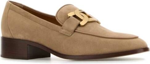 TOD'S Cappuccino Suede Loafers Beige Dames