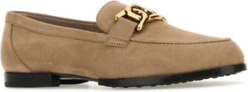 TOD'S Cappuccino Suède Loafers voor dames Brown Dames