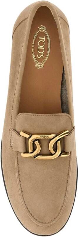 TOD'S Cappuccino Suède Loafers voor dames Brown Dames