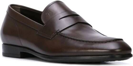 TOD'S Donkerbruine Penny Loafers Leren Schoenen Brown Heren