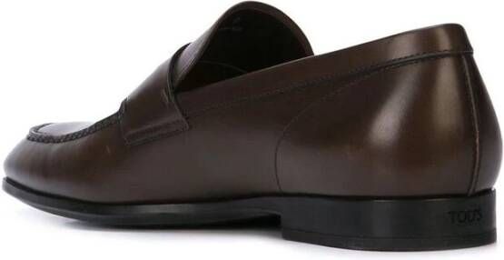 TOD'S Donkerbruine Penny Loafers Leren Schoenen Brown Heren