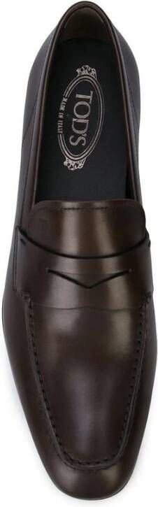 TOD'S Donkerbruine Penny Loafers Leren Schoenen Brown Heren