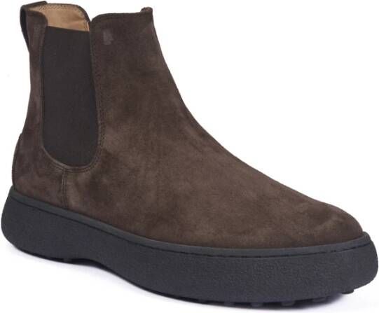 TOD'S Donkerbruine platte schoenen met logo Brown Heren