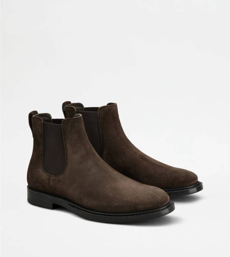 TOD'S Elegante Leren Enkellaars Brown Heren