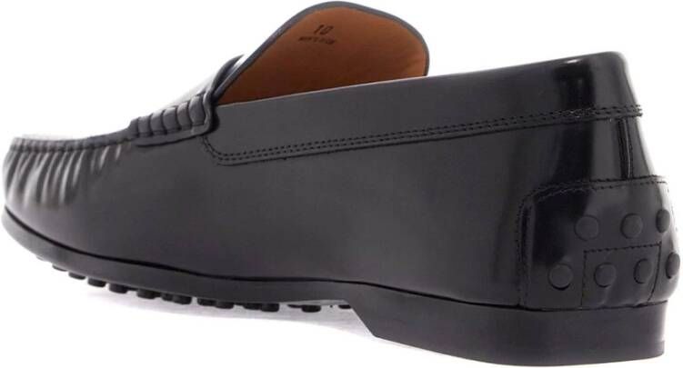 TOD'S Elegante leren loafers met rubberen zool Black Heren