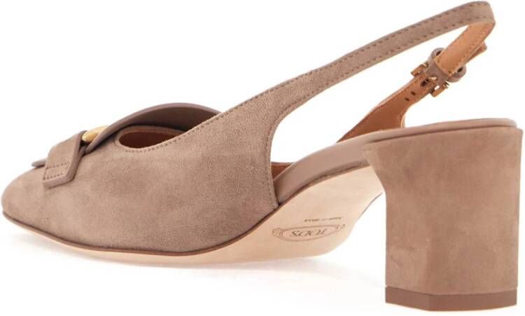 TOD'S Elegante Leren Pumps met Metalen Staaf Beige Dames