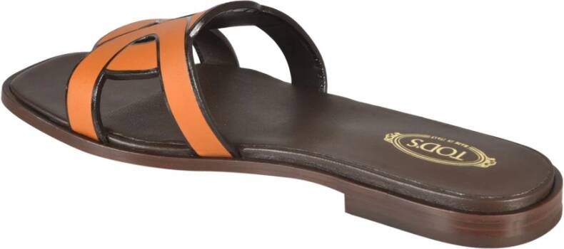 TOD'S Elegante Platte Sandalen Medium Oker Brown Dames