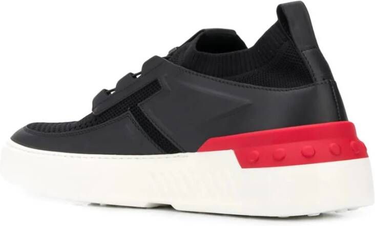 TOD'S Elegante Zwarte Sneakers met Rubberen Zool Black Heren