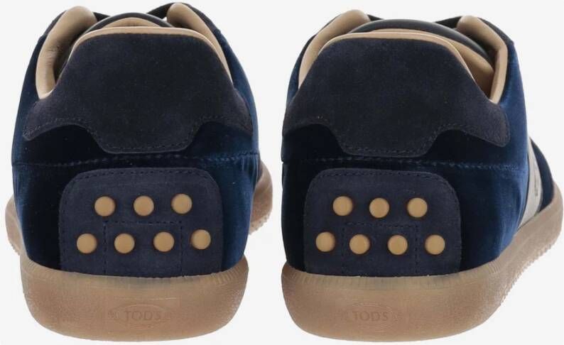 TOD'S Fluweel Leren Veterschoenen Blue Heren