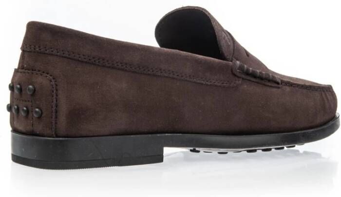 TOD'S Fluwelen Suède Mocassin met Diamantpatroon Zool Brown Heren