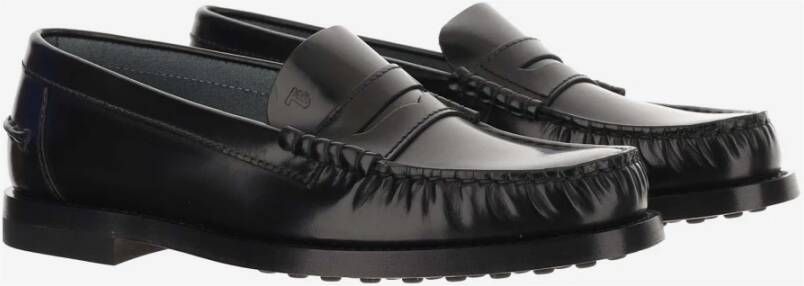 TOD'S Geborsteld kalfsleer Loafers met band Black Dames