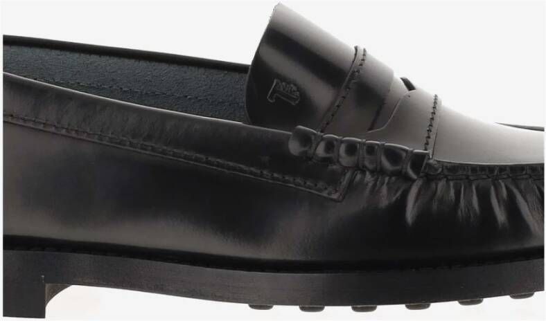 TOD'S Geborsteld kalfsleer Loafers met band Black Dames