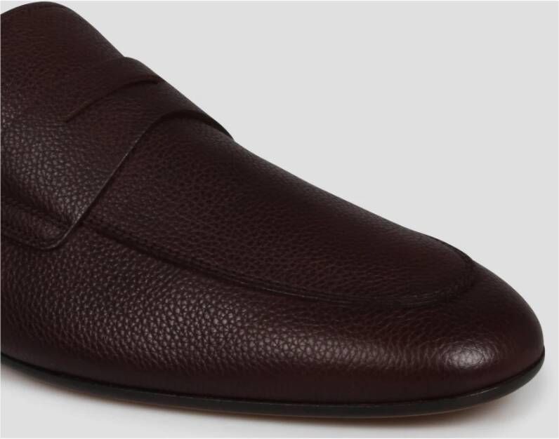 TOD'S Gestructureerde leren Penny Bar Loafers Brown Heren