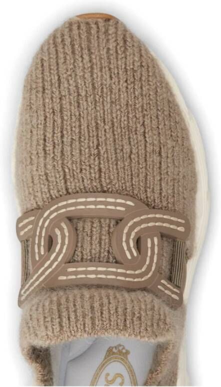 TOD'S Gebreide Chain-Link Sneakers Beige Dames