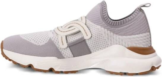 TOD'S Gebreide Grijze Sneakers met Elastische Band Gray Dames