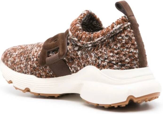 TOD'S Gebreide Instap Platte Schoenen Brown Dames