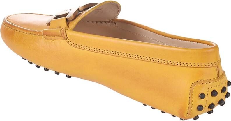 TOD'S Gele leren ketting loafers Yellow Dames