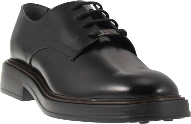 TOD'S Gestempelde leren veterschoenen Black Heren