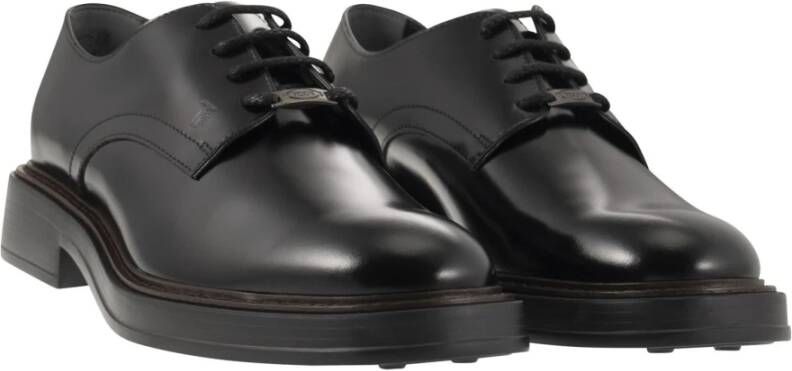 TOD'S Gestempelde leren veterschoenen Black Heren