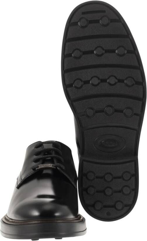 TOD'S Gestempelde leren veterschoenen Black Heren