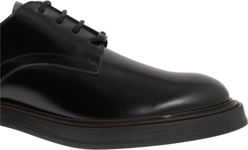 TOD'S Gestempelde leren veterschoenen Black Heren