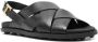 TOD'S Gestructureerde Leren Sandalen met Logo Detail Black Dames - Thumbnail 2