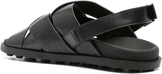 TOD'S Gestructureerde Leren Sandalen met Logo Detail Black Dames