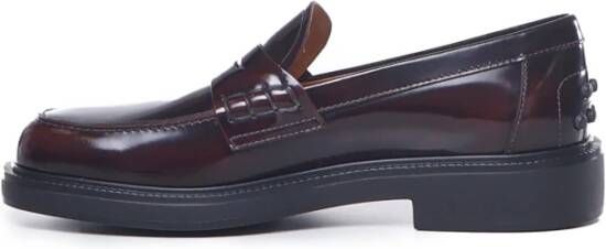 TOD'S Glanzend Leren Loafers Rubberen Zool Italië Brown Dames