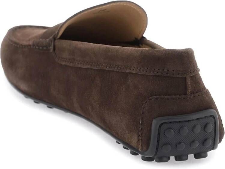 TOD'S Gommino Suède Loafers met Penny Bar Brown Heren