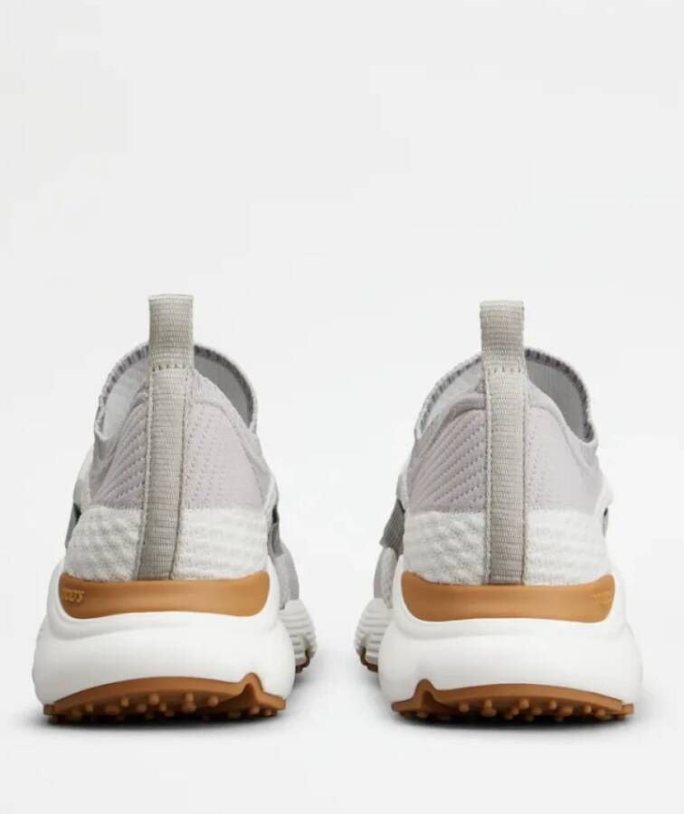 TOD'S Grijze Gebreide Sneakers met Leren Ketting Gray Dames