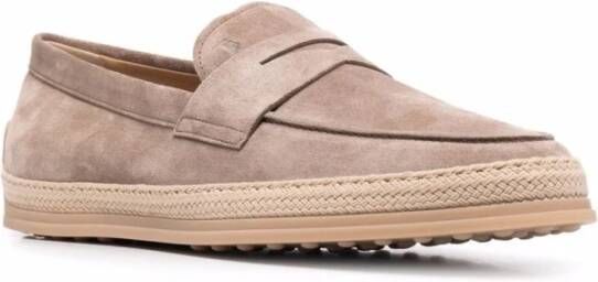 TOD'S Grijze Geweven Trim Penny Loafers Gray Heren