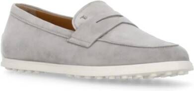 TOD'S Grijze Leren Loafers met Logo-afdruk Gray Dames