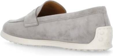 TOD'S Grijze Leren Loafers met Logo-afdruk Gray Dames