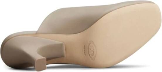 TOD'S Grijze leren muiltjes met midi hak Beige Dames