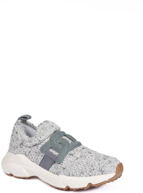 TOD'S Grijze Slip-On Sneaker met Suède Ketting Gray Dames