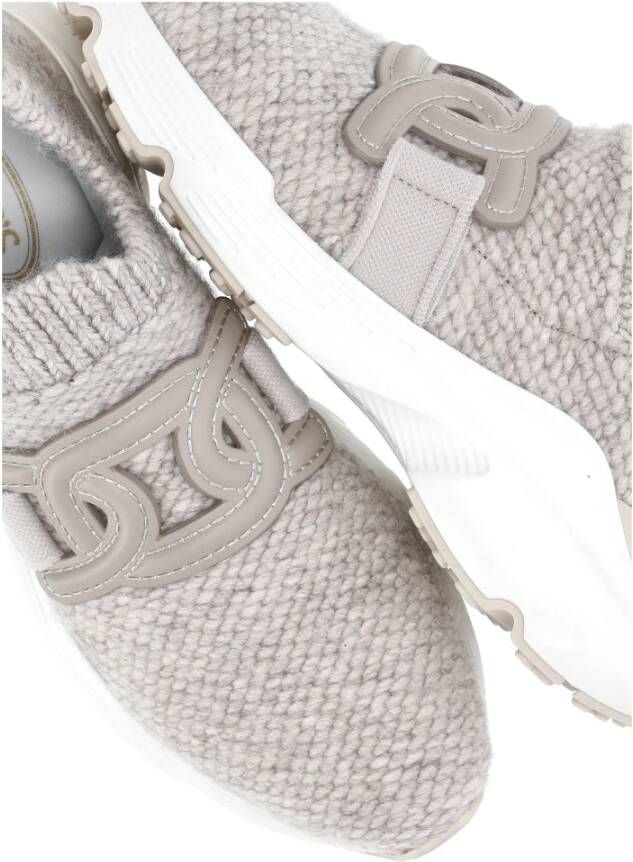 TOD'S Grijze Sneakers met Leren Kettingdetail Gray Dames