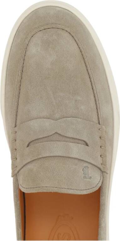 TOD'S Grijze Suède Mocassin Platte Schoenen Gray Heren