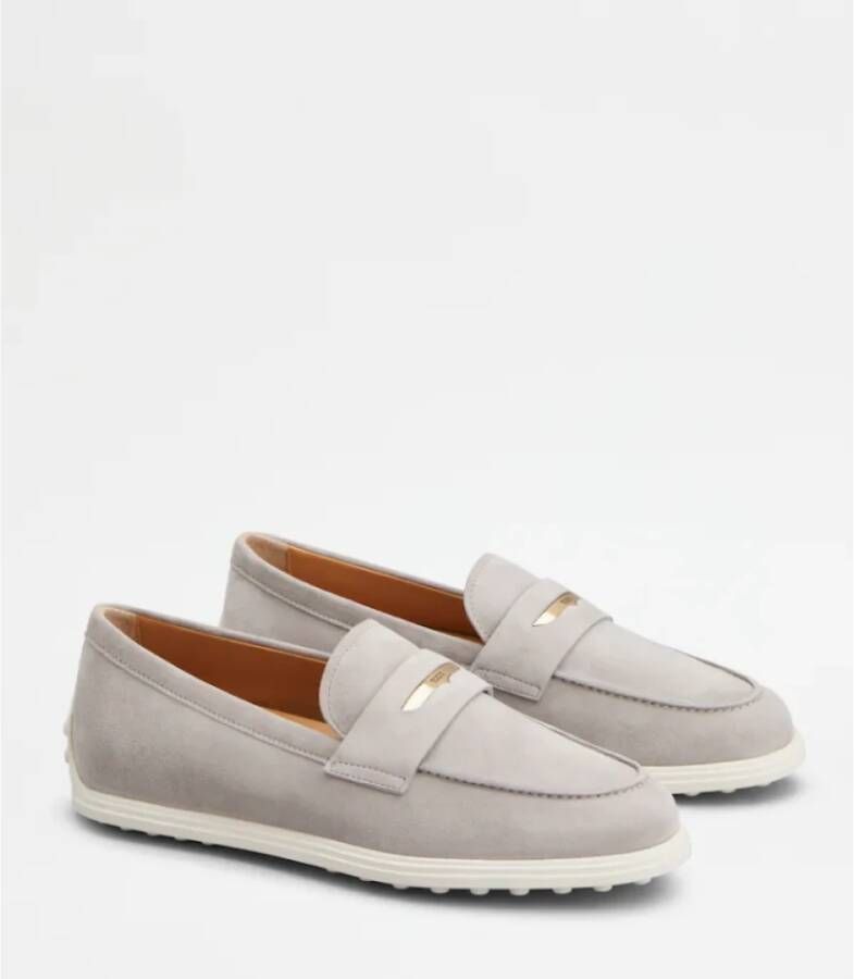 TOD'S Grijze Suède Mocassin Schoenen Gray Dames