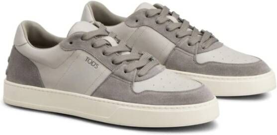 TOD'S Grijze Suède Panel Sneakers Gray Heren