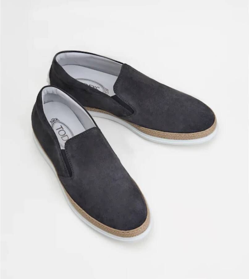 TOD'S Grijze Suède Slip-On met Elastische Zijdetails Gray Heren