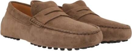 TOD'S Handgemaakte Lichtbruine Suède Mocassin Brown Heren