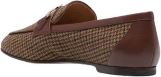 TOD'S Houndstooth Loafers met Horsebit-detail Brown Dames